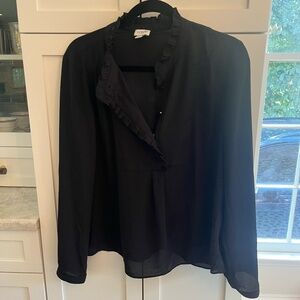 J.Crew Black Ruffle Blouse